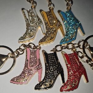 Mint Stileto Rhinestone High-Heel Boot Keychains Bag Charm Listing For 2 New